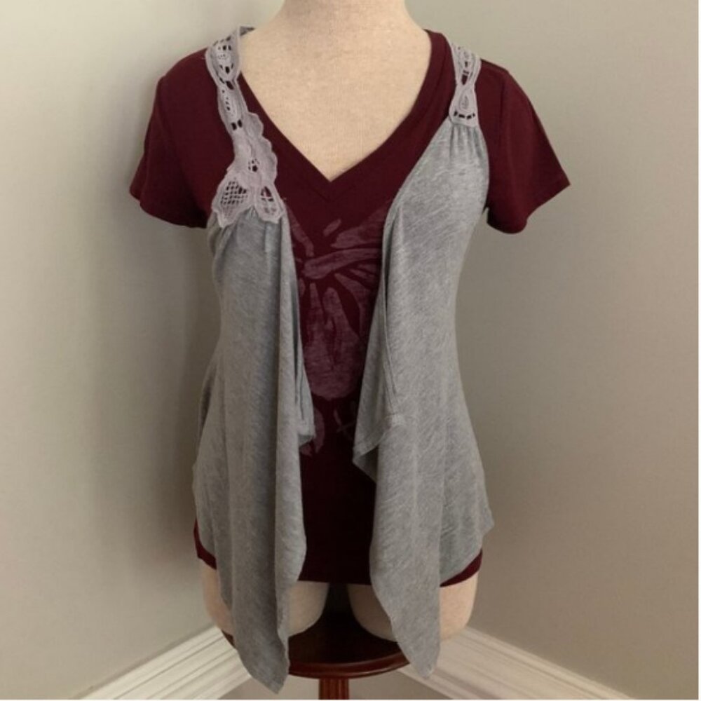 Gray Vest with lace detail